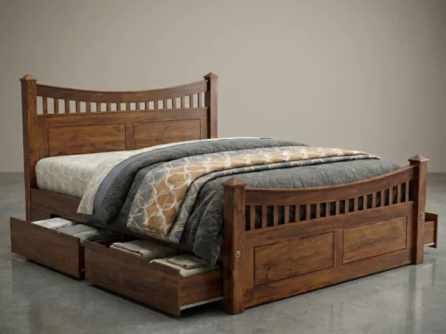 N4 Queen Size Bed With Storage In Teak
