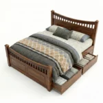 N4 Queen Size Bed With Storage In Teak
