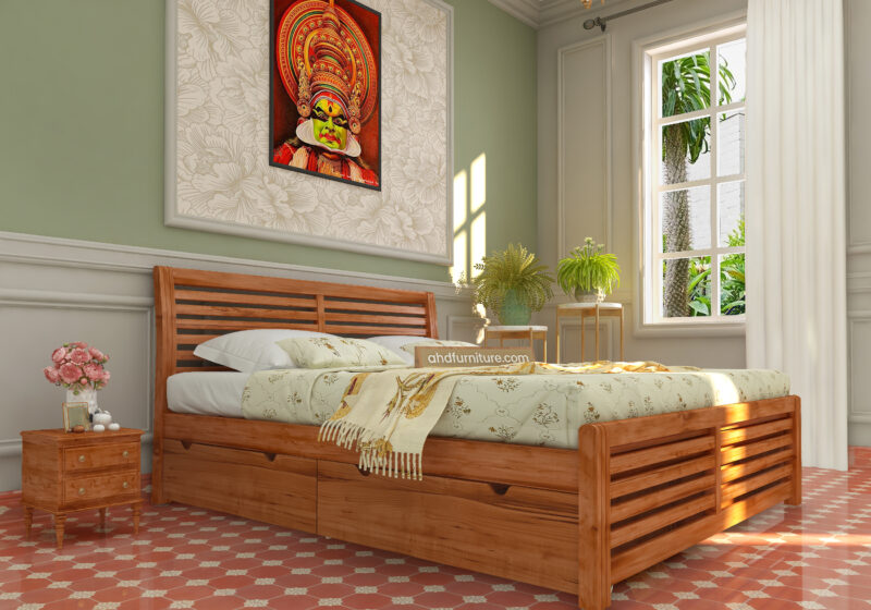G4 Queen Size Bed With Storage In Hardwood