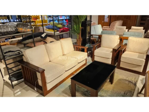 Roda Fabric Sofa Set In Teak Wood