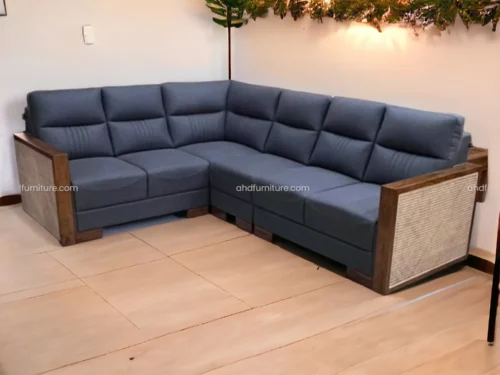 Tesla Wooden Corner Sofa With Cane Work