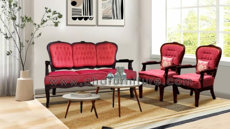 Regal Fabric Sofa Set In Rosewood