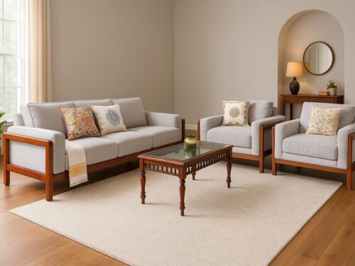 dimple teak wood wooden sofa set_1