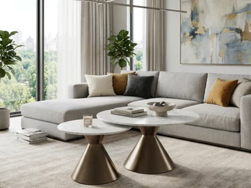 Alabama Coffee Table Set With Marble Top Marble Top Without Storage 2