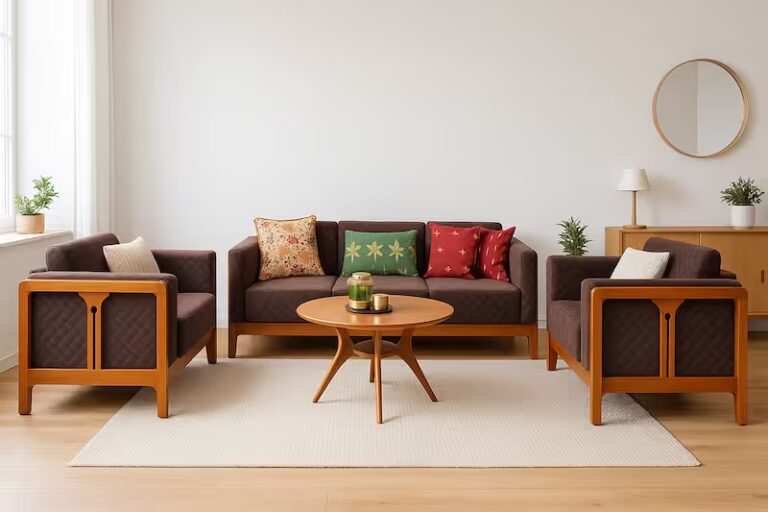 Patek Teak Wood Sofa set 3+1+1
