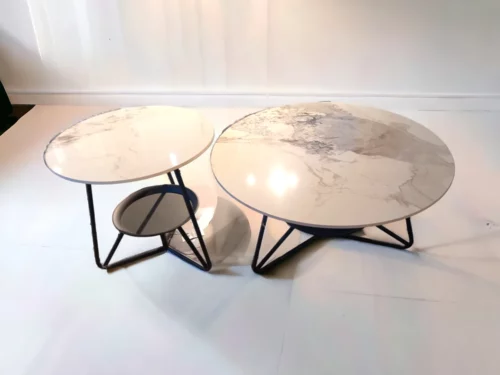 Swiss Coffee Table Set With Marble Top