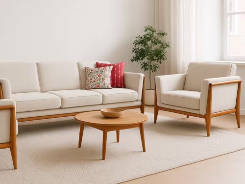 copper teak wood wooden sofa set