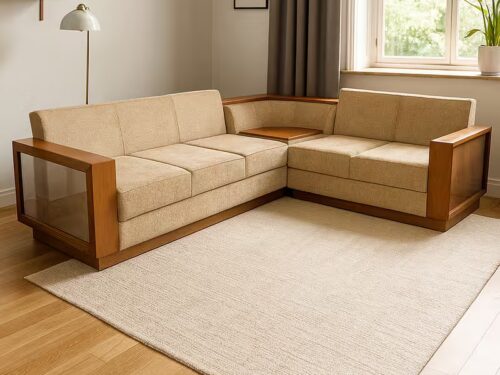 Corner Wooden Sofa With Cushion In Teak Wood_result
