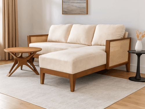 Dekel Teak Wood L Shaped Sofa