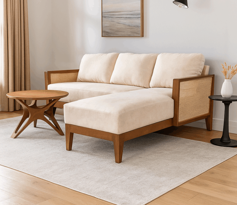 Dekel Teak Wood L Shaped Sofa