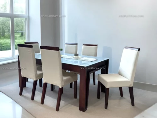 Passcore 6 Seater Dining Table In Mahogany Wood (Table Only)