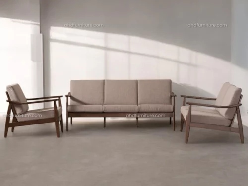Titan 3+2+1 Fabric Sofa Set In Wood