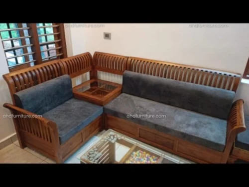 N1 Wooden Corner Sofa Set In Teak Wood