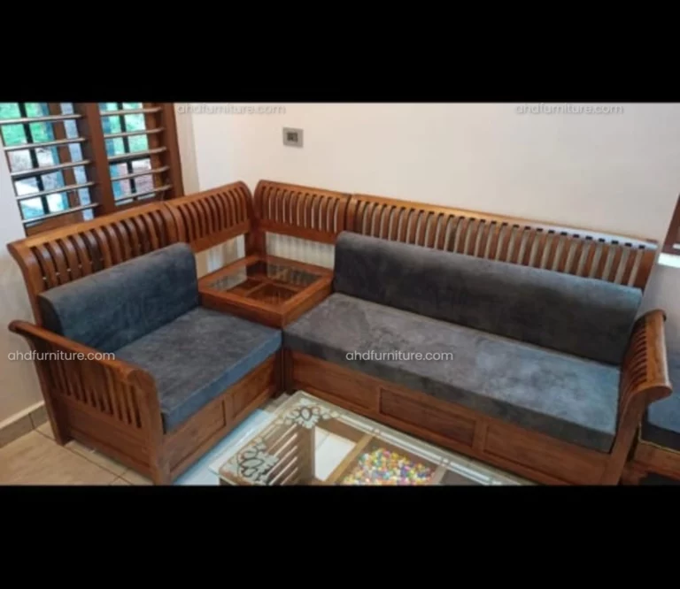 N1 Wooden Corner Sofa Set In Teak Wood