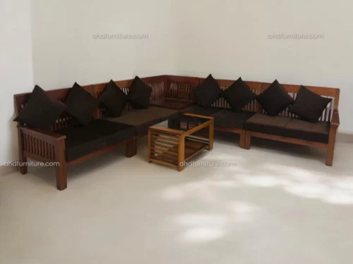 Grill Wooden L Shape Sofa In Wood