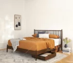 Grill Queen Size bed With Storage In Teak wood