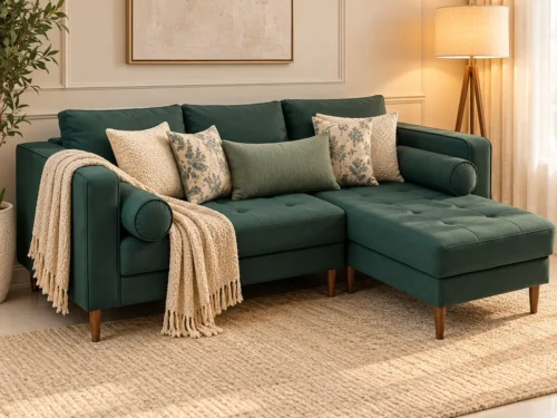 Linton Fabric L Shape Sofa With Lounger 7