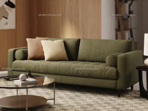 Linton 3 Seater Fabric Sofa Set With Rifle Green Colour In Wood