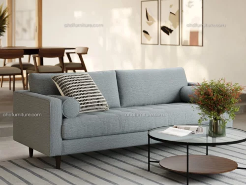 Linton 3 Seater Wooden Sofa Set With Pale Blue Grey Colour In Wood