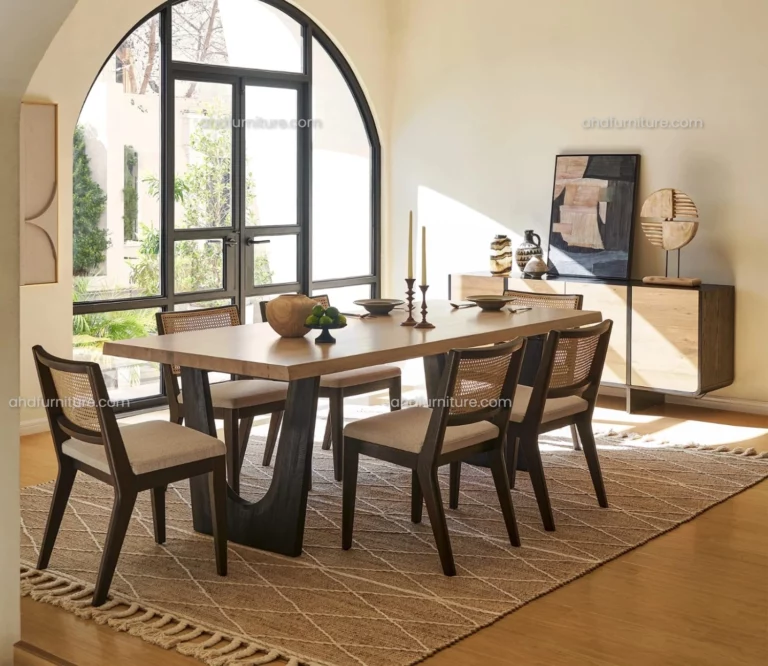 Rimini 6 Seater Wooden Dining Table Set In Wood