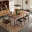 Lecce 6 Seater Wooden Dining Table Set In Wood