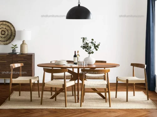 Naples 6 Seater Wooden Dining Table Set In Wood