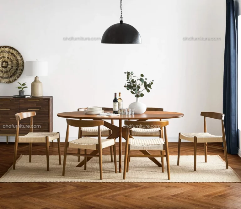 Naples 6 Seater Wooden Dining Table Set In Wood