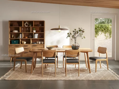 Cagliari 6 Seater Wooden Dining Table Set In Wood