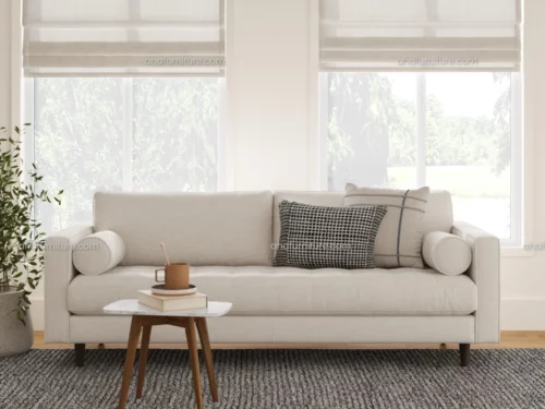 Linton 3 Seater Fabric Sofa White Colour In Wood