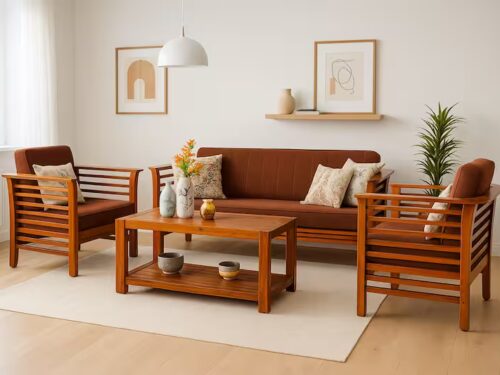 U Teak Wood Sofa set 3+1+1