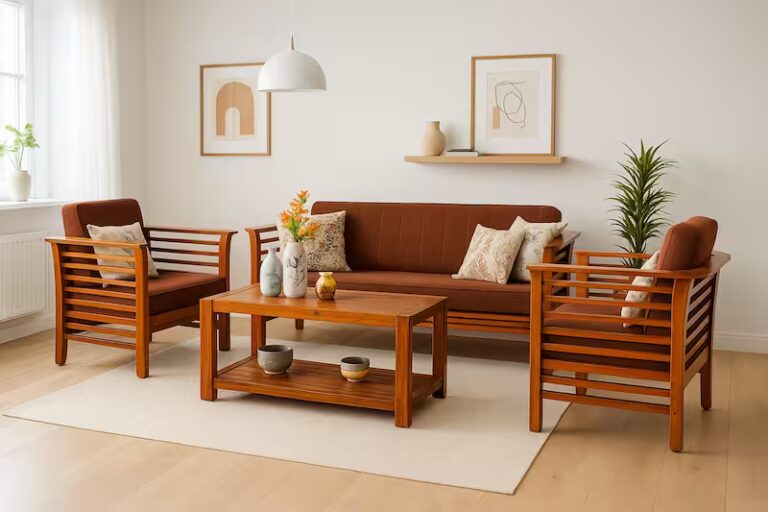 U Teak Wood Sofa set 3+1+1