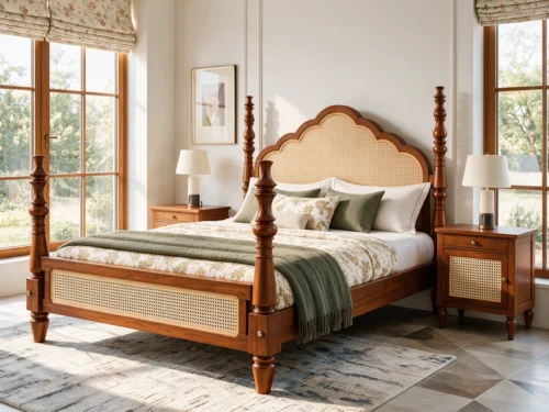 Baikal Luxury Wooden Poster Bed B2 In Teak Wood
