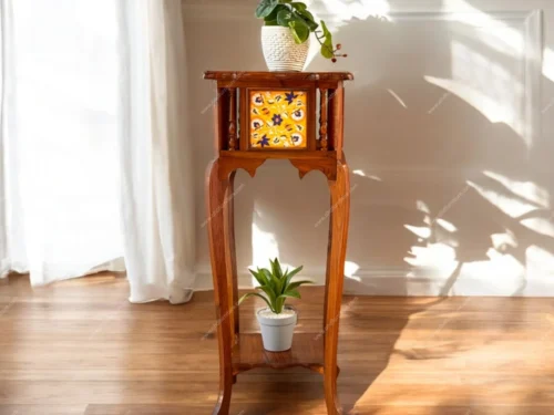 Mid Century Telephone Stand With Tile In Teak Wood