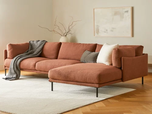 Comfy Nest L-Shaped Fabric Sectional Sofa with Chaise – 3 Seater Corner Sofa