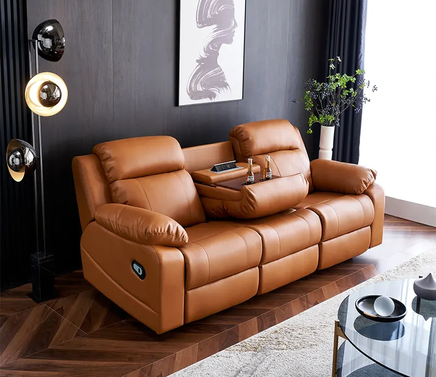 Bruno Leather Seater Recliner Sofa Chair Brown