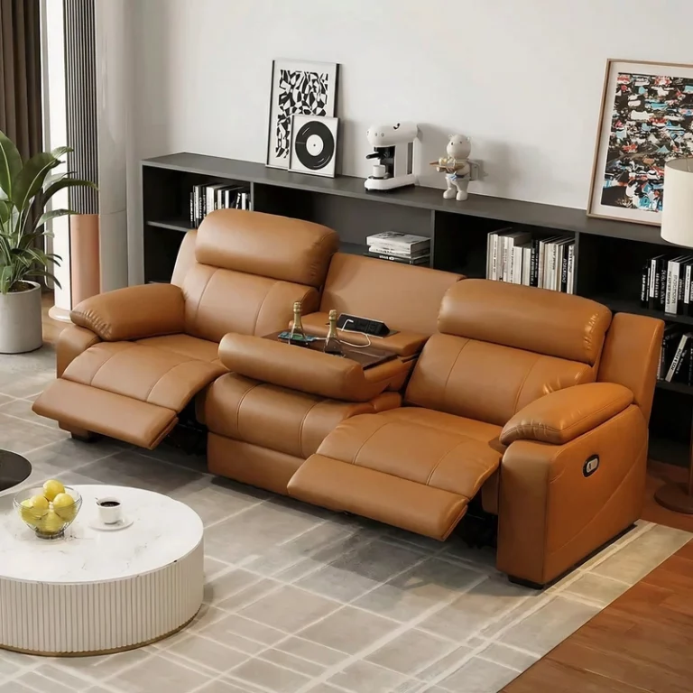 Bruno Leather 3 Seater Recliner Sofa Chair Brown 2