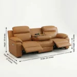 Bruno Leather 3 Seater Recliner Sofa Chair Brown 7