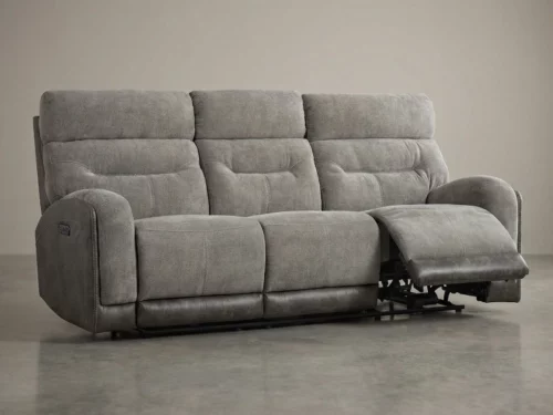 Elegant Comfort Fabric 3 Recliner Sofa Grey