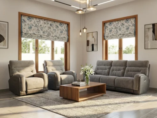 Elegant Comfort Fabric Recliner Sofa Set 3+1+1 Grey