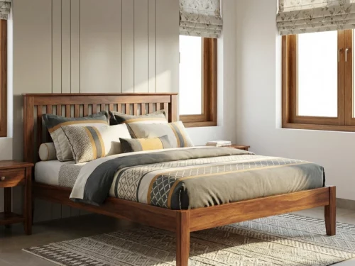 Elvas King Size Bed In Teak Wood Without Storage