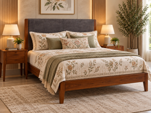 Evora King Size Bed In Teak Wood 1