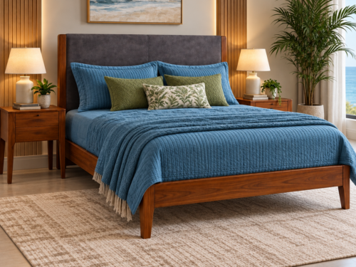 Evora King Size Cot In Mahogany Wood 3