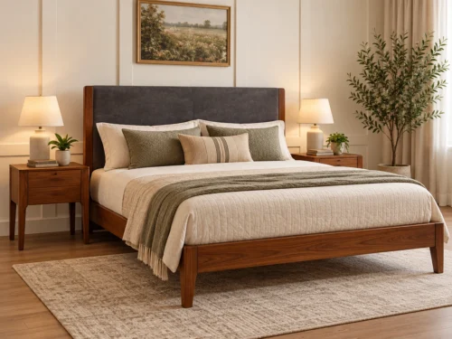 Evora Teak Wood Queen Size Cot