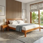 Faro King Size B2 Wooden Cot In Teak Wood