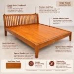 Faro Queen Size Bed In Teak 1