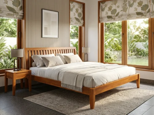 Faro Queen Size Bed In Teak Wood