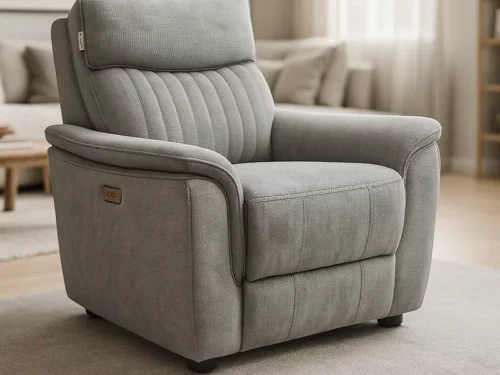 Glen Comfort Manuel Recliner Sofa Set In Grey Colour (1)