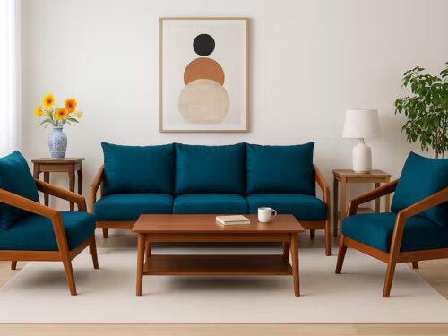 Henry Teak Wood Sofa Set 3+1+1