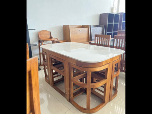 Space - Saver  4 Seater Dining Table Set In Teak Wood