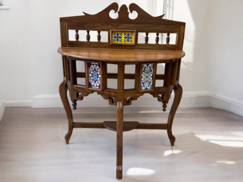 Console Table With Elegant Carving Work With Tile In Teak Wood